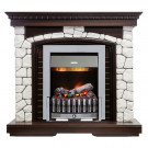 Электрический Каминокомплект Glasgow - Темный дуб / Белый с очагом Danville Chrome FB2