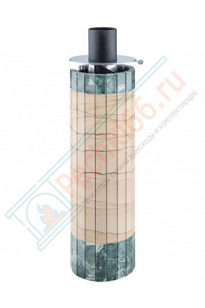 Дымоход с регистром Окаменевшее дерево перенесённый рисунок + Жадеит, d-115, L=1000 мм (Feringer)