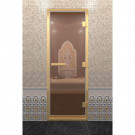 Стеклянная дверь для хамама в золотом профиле, бронза 190х70 (по коробке) (DoorWood)