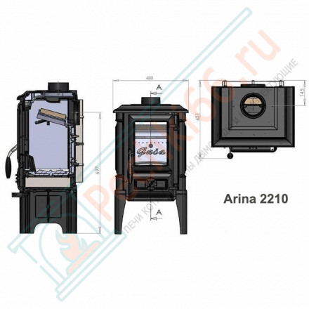 Чугунная печь-камин Arina - 1210 эмаль - cream (Guca)