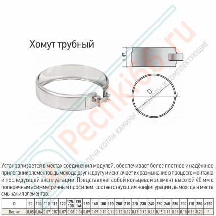Хомут трубный на болте (304-0,5) d-120 (ТиС-Стандарт)
