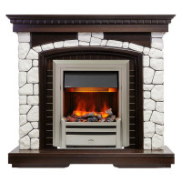 Электрический Каминокомплект Glasgow - Темный дуб / Белый с очагом Cavendish