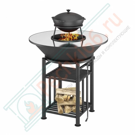 Fantastic Grill Везувий Ø 1000 (чаша+подставка+плита+решетка чугунная "СТЕЙК" Ø 450мм+крышка)