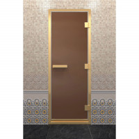Стеклянная дверь для хамама в золотом профиле, бронза матовая 200х80 (по коробке) (DoorWood)