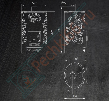 Печь для бани Уют-25 ПФ (Стандарт) (Ферингер)