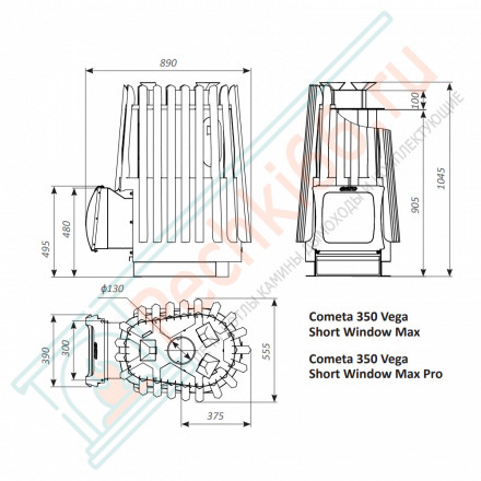 Печь для бани Cometa 350 Vega Short Window Max Pro (Grill’D)
