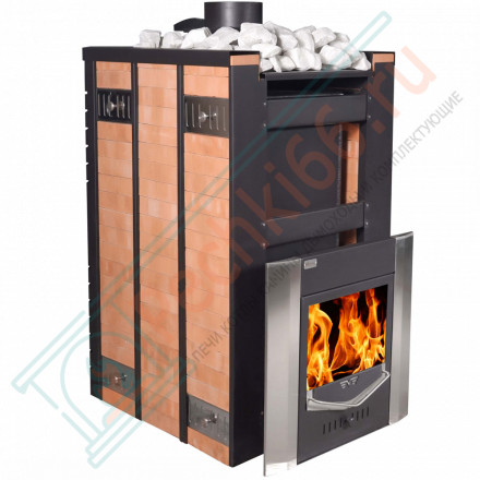 Печь для Русской бани МП-16 с парогенератором, в кирпичной облицовке (Тройка) до 16м3