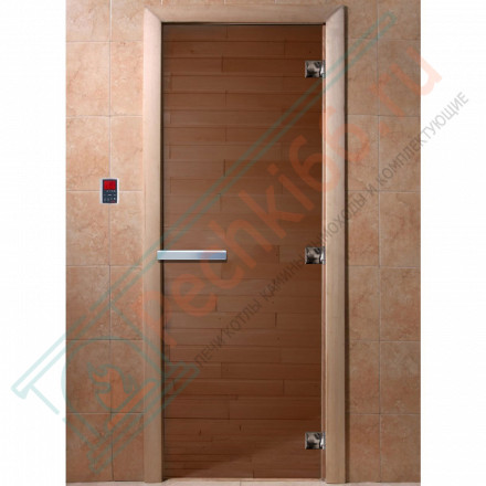 Дверь стеклянная для бани, бронза прозрачная, 2100х900 (DoorWood)