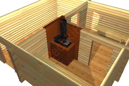 Печь для бани № 05 МИНИ, под обкладку, с баком 51 л (Тройка)