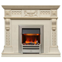 Каминокомплект Corsica - Слоновая кость с патиной (Ширина 1100) с электрическим очагом Chesford