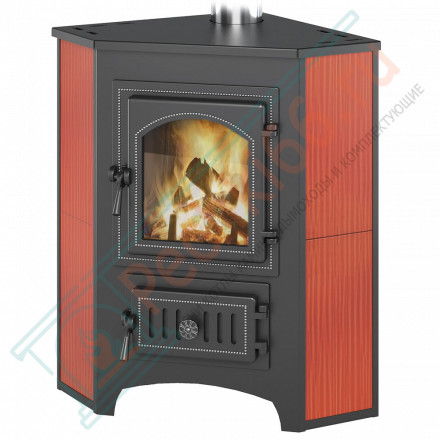 Печь-камин ПК-01-220, угловой, красный (Везувий) до 150 м3