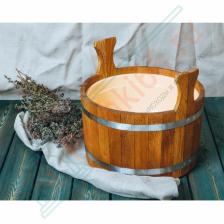 Шайка двуручная 12л. с пластмассовой вставкой, Дуб (Woodson)