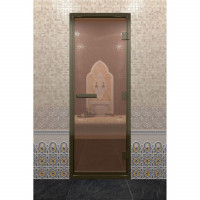 Стеклянная дверь DoorWood «Хамам бронза» в бронзовом профиле 2100х900 (по коробке)