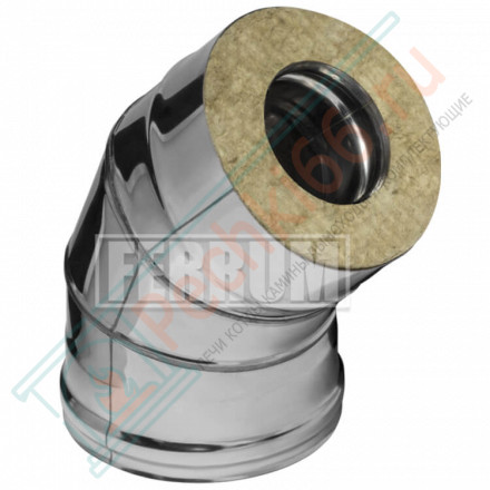 Сэндвич колено 45° (Aisi-304/0,8-НЕРЖ) d-115/200 (Ferrum Austenite HF)