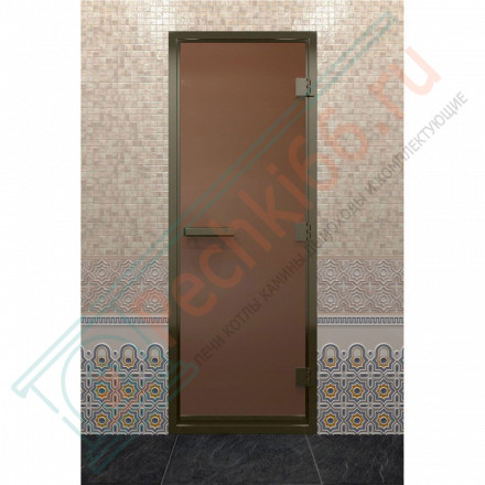 Дверь для хамама в бронзовом профиле, бронза матовая 200x70 (DoorWood)