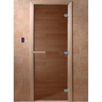 Дверь стеклянная для бани "Теплый день" бронза прозрачная, 1900х700 (DoorWood)