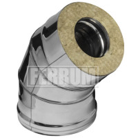 Сэндвич колено 45° (НЕРЖ-430/0,8-НЕРЖ-430/0,5) d-150/210 (Ferrum HF) Сэндвич колено 45° (НЕРЖ-430/0,8-НЕРЖ-430/0,5) d-150/210 (Ferrum HF)