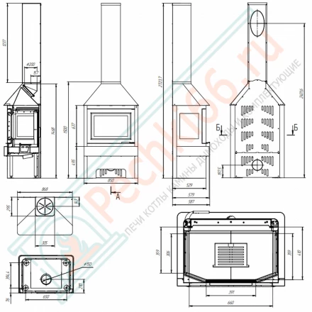 Печь-камин Прага 3 стекла (ЭкоКамин) до 280 м3