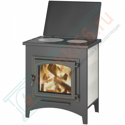 Печь-камин ПК-04 (240) с плитой "Везувий В3" бежевый (Везувий) до 200 м3