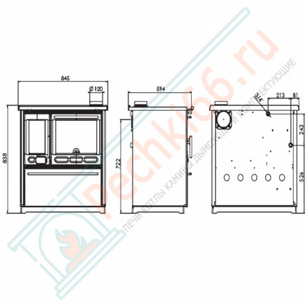 Отопительно-варочная плита TERMO GLAS, коричневая (Plamen) 15 кВт