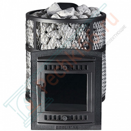 Печь для бани Атмосфера М+, усиленная каменка, сетка нержавейка (ProMetall)