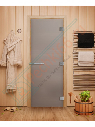 Дверь для бани и сауны Эталон Лайт, сатин, 200х80 см, стекло 8мм (DoorWood)
