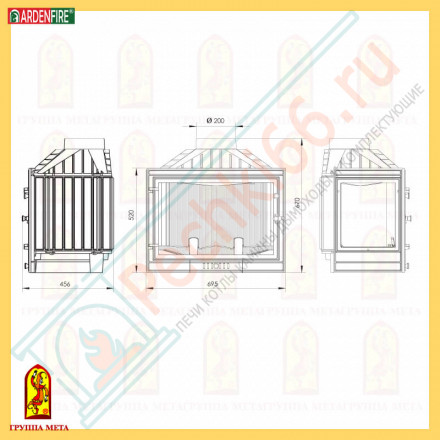 Чугунная топка Промо 715У (Мета) 10 кВт