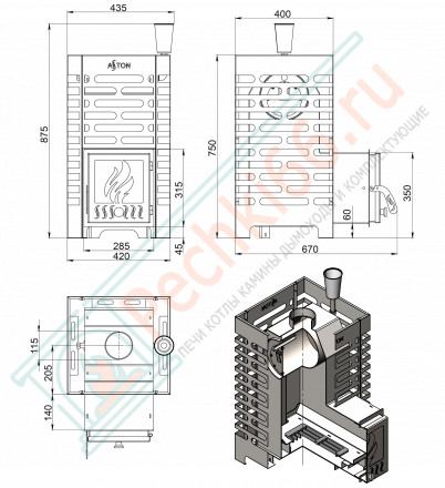 Печь для бани ASTON 16 INOX стекло (Aston)