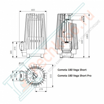 Дровяная банная печь Grill'D Cometa 180 Vega Short