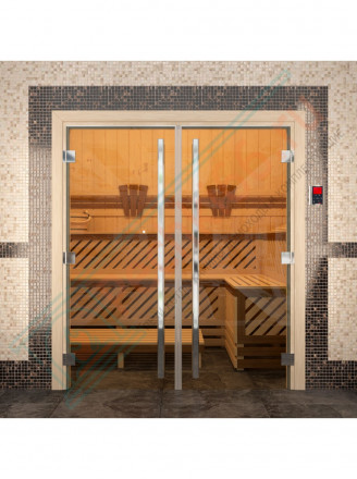 Дверь для бани и сауны Престиж двойная, бронза, 1900х1330 по коробке (DoorWood)