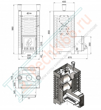 Печь для бани ASTON 20 INOX стекло (Aston)