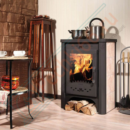 Печь-камин Бавария, с плитой и ТО (ЭкоКамин) до 195 м3