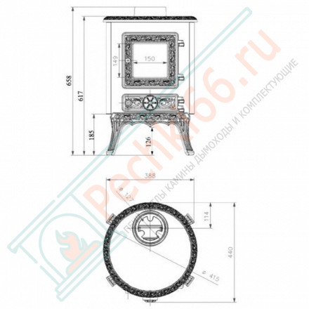 Чугунная печь-камин Palestro patina (Nordflam)