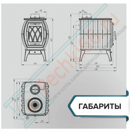 Чугунная печь Бахта, серый (ProMetall)