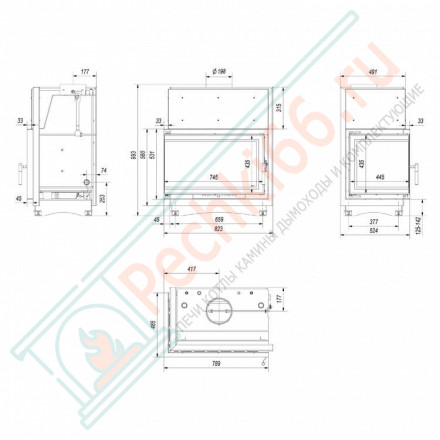 Стальная топка Oliwia/PW/BL/22/BS/W/DECO (Kratki)