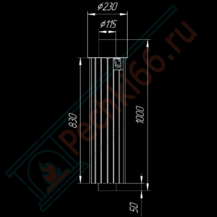 Дымоход - конвектор Окаменевшее дерево перенесённый рисунок + Жадеит, d-115, L=1000 мм (Feringer)
