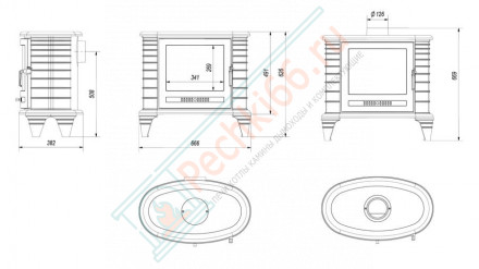 Чугунная печь-камин KOZA K8 (Kratki)