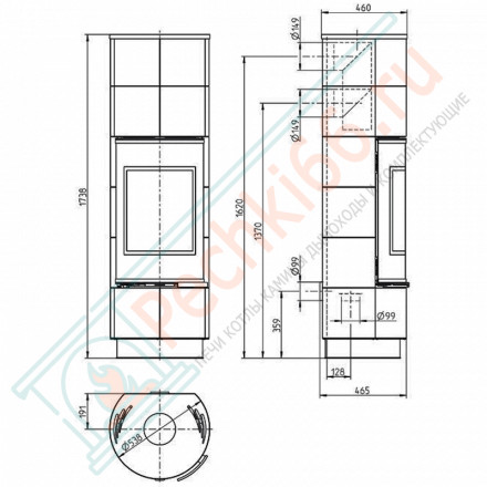 Печь-камин Delia Plus Ceramik, белая (Thorma)