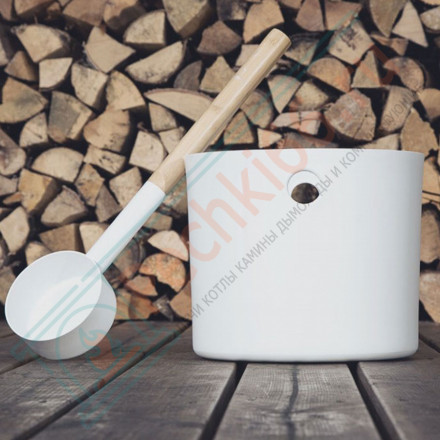 Бадья и черпак Sauna, белый (Kolo)