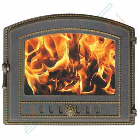 Дверца каминная чугунная 224, бронза (Везувий)