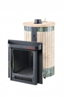 Дровяная банная печь Малютка ПФ "Окаменевшее дерево перенесённый рисунок + Жадеит" (Ферингер)