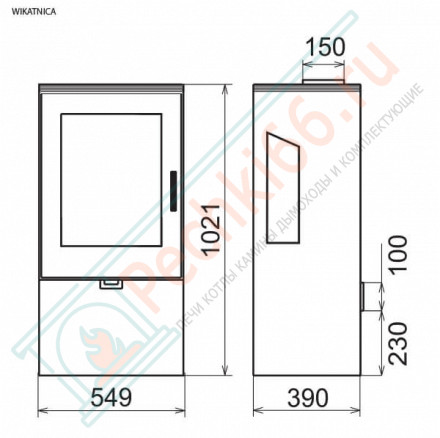 Печь-камин Wikantica, Бордовый (Thorma) до 190 м3