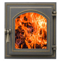 Дверца каминная чугунная 270, бронза (Везувий)