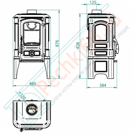 Чугунная печь-камин Zeus (Ferguss) до 200 м3