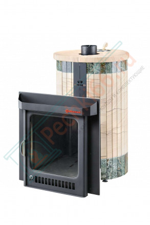 Дровяная банная печь Макси ПФ "Окаменевшее дерево перенесённый рисунок + Жадеит" (Ферингер)