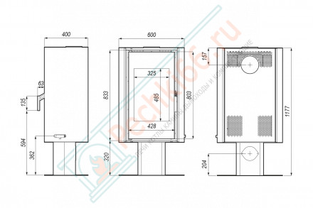 Печь-камин Solum Top, коричневая сталь (Defro-Home) 9кВт