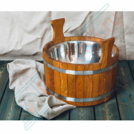 Шайка из кавказского дуба 15 л. с нержавеющей вставкой (212F)