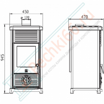 Чугунная печь-камин Maestral N, бежевая (Plamen)