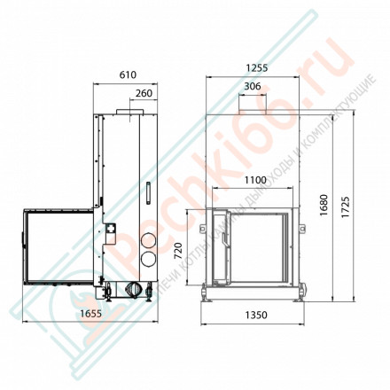 Каминная топка F 1100W, белый шамот (Stav)