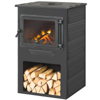Печь-камин Панорама Антрацит с плитой (Этна)